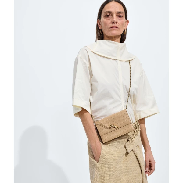Khaite Women's Andiamo Pouch on Chain in Shore - Beige Shoulder & Crossbody Bags - The Lotus Tote Bag - Shop at Coveti