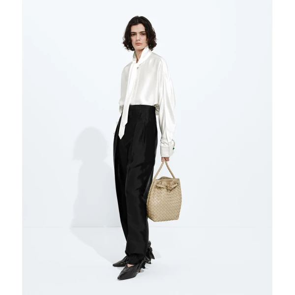 Khaite Women's Andiamo Small Bucket in Ecru - Beige Bucket Bags - The Lotus Tote Bag - Shop at Coveti