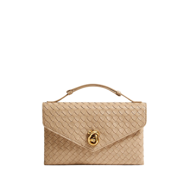 Khaite Women's Knot Lock in Shore - Beige Clutch Bags - The Lotus Tote Bag - Shop at Coveti