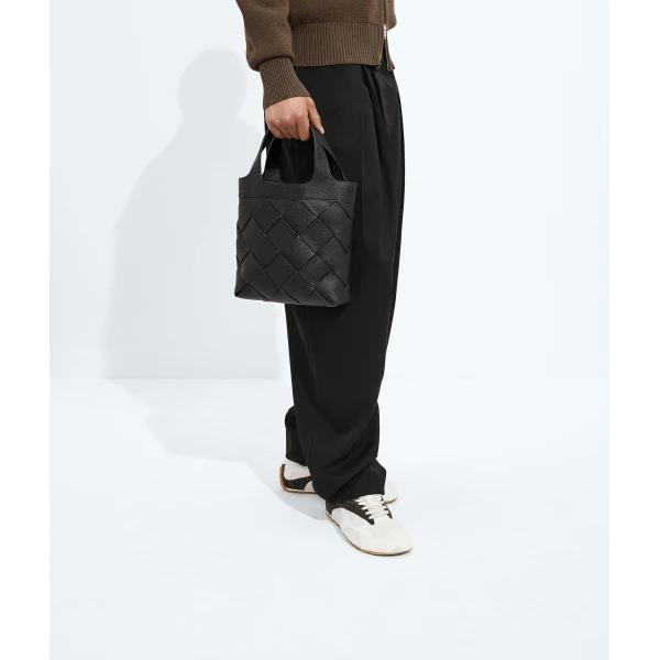 Khaite Men's Small Diago Tote in Black - Black Totes & Top-Handle Bags - The Lotus Tote Bag - Shop at Coveti