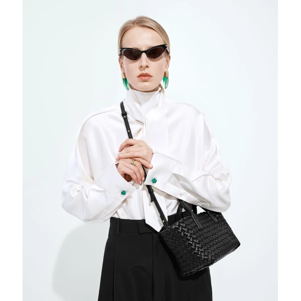 Khaite Mini Cabat in Black - Black Mini Bags - The Lotus Tote Bag - Shop at Coveti