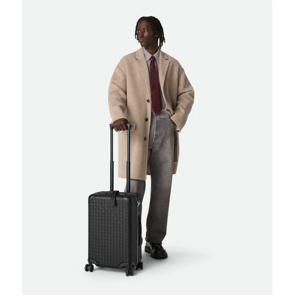 Khaite Odyssey Intrecciato Cabin Suitcase in Black - Black  - The Lotus Tote Bag - Shop at Coveti