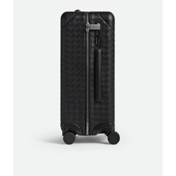 Khaite Odyssey Intrecciato Cabin Suitcase in Black - Black  - The Lotus Tote Bag - Shop at Coveti
