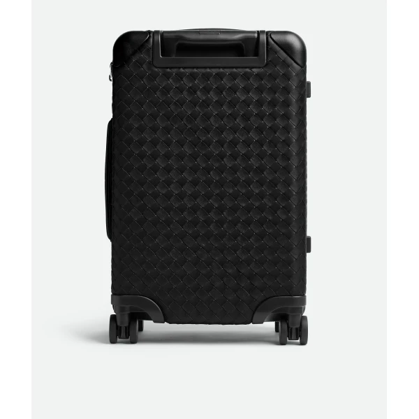 Khaite Odyssey Intrecciato Cabin Suitcase in Black - Black  - The Lotus Tote Bag - Shop at Coveti