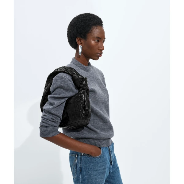 Khaite Small Jodie in Black - Black Shoulder & Crossbody Bags - The Lotus Tote Bag - Shop at Coveti