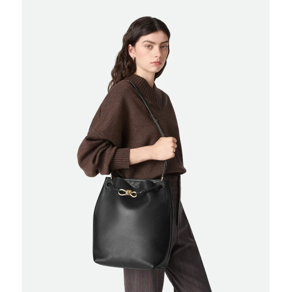 Khaite Women's Andiamo Bucket in Black - Black Bucket Bags - The Lotus Tote Bag - Shop at Coveti