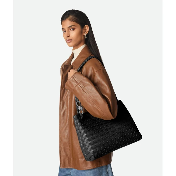 Khaite Women's Andiamo in Black - Black Totes & Top-Handle Bags - The Lotus Tote Bag - Shop at Coveti