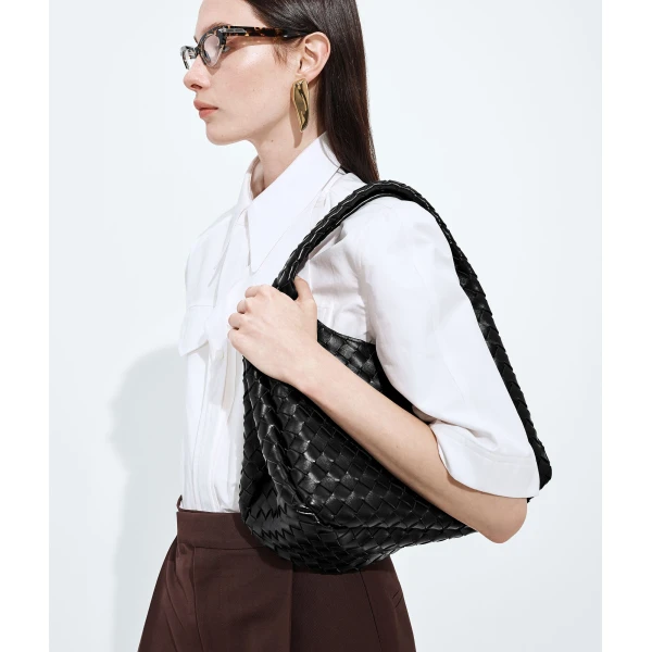 Khaite Women's Campana in Black - Black Shoulder & Crossbody Bags - The Lotus Tote Bag - Shop at Coveti