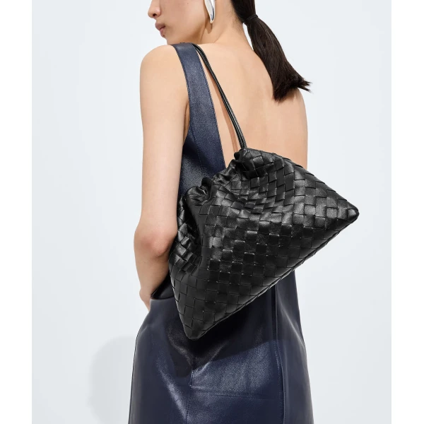 Khaite Women's Dustbag in Black - Black Shoulder & Crossbody Bags - The Lotus Tote Bag - Shop at Coveti