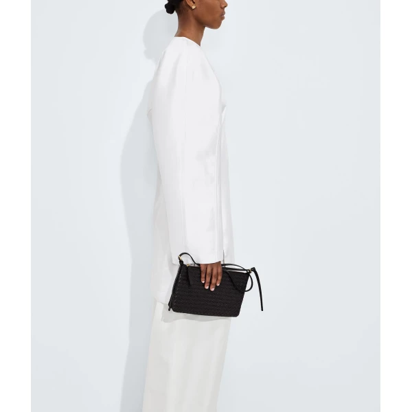 Khaite Women's Intrecciato Piccolo Medium Pouch in Black - Black Clutch Bags - The Lotus Tote Bag - Shop at Coveti