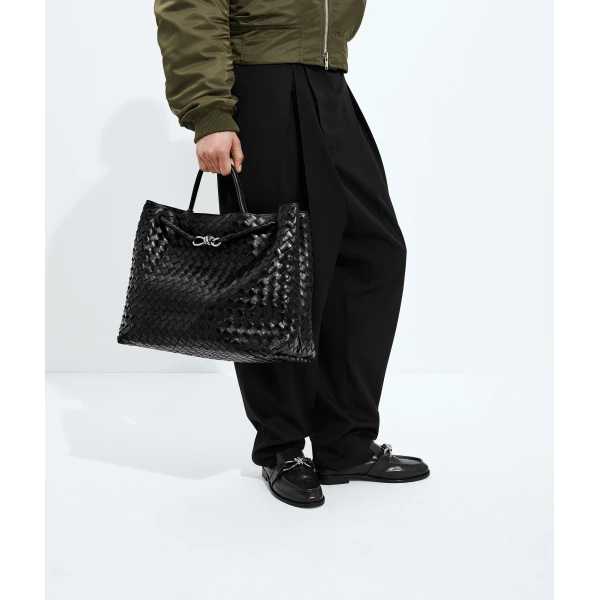 Khaite Women's Large Andiamo in Black - Black Totes & Top-Handle Bags - The Lotus Tote Bag - Shop at Coveti