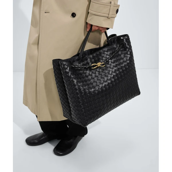 Khaite Women's Large Andiamo in Black - Black Totes & Top-Handle Bags - The Lotus Tote Bag - Shop at Coveti