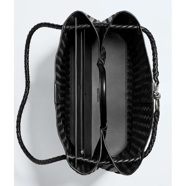 Khaite Women's Large Andiamo in Black - Black Totes & Top-Handle Bags - The Lotus Tote Bag - Shop at Coveti