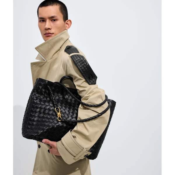Khaite Women's Large Andiamo in Black - Black Totes & Top-Handle Bags - The Lotus Tote Bag - Shop at Coveti