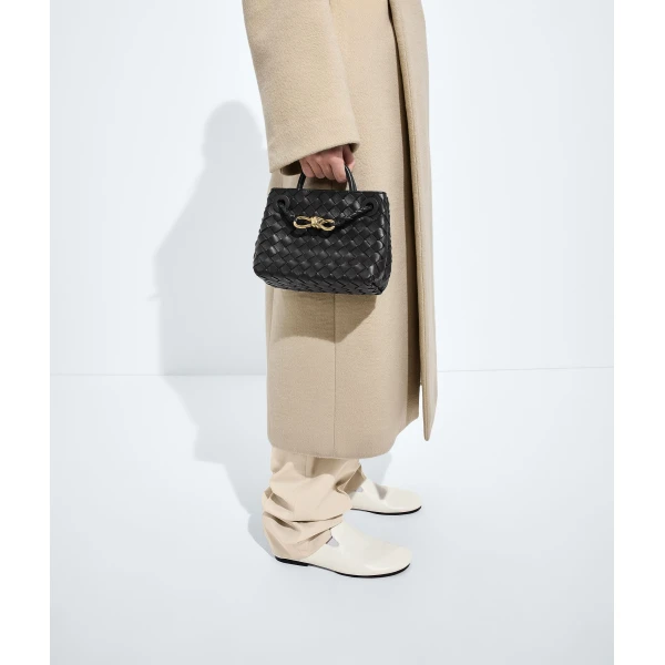 Khaite Women's Mini Andiamo in Black - Black Mini Bags - The Lotus Tote Bag - Shop at Coveti