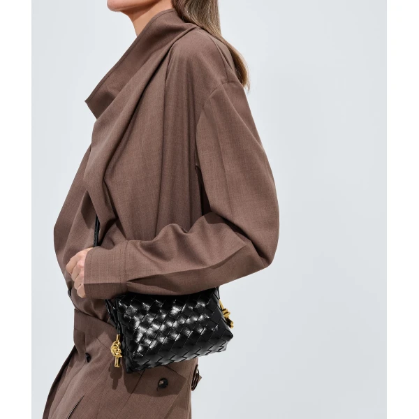 Khaite Women's Mini Loop Metal Knots in Black - Black Mini Bags - The Lotus Tote Bag - Shop at Coveti