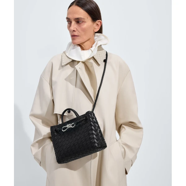 Khaite Women's Small Andiamo in Black - Black Totes & Top-Handle Bags - The Lotus Tote Bag - Shop at Coveti