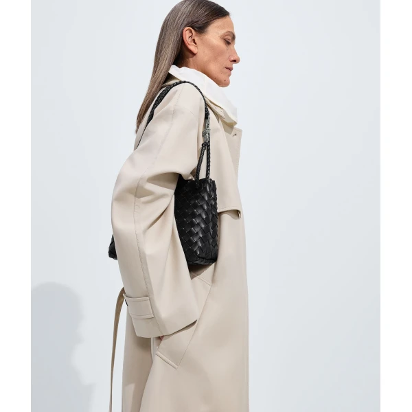 Khaite Women's Small Andiamo in Black - Black Totes & Top-Handle Bags - The Lotus Tote Bag - Shop at Coveti