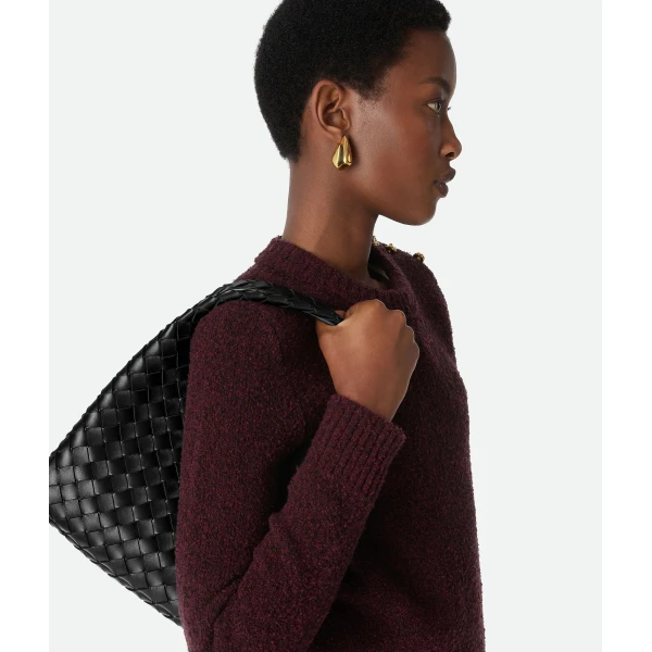 Khaite Women's Small Campana in Black - Black Shoulder & Crossbody Bags - The Lotus Tote Bag - Shop at Coveti