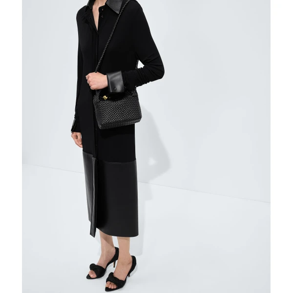 Khaite Women's Small Tosca in Black - Black Shoulder & Crossbody Bags - The Lotus Tote Bag - Shop at Coveti