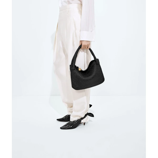 Khaite Women's Tosca in Black - Black Shoulder & Crossbody Bags - The Lotus Tote Bag - Shop at Coveti