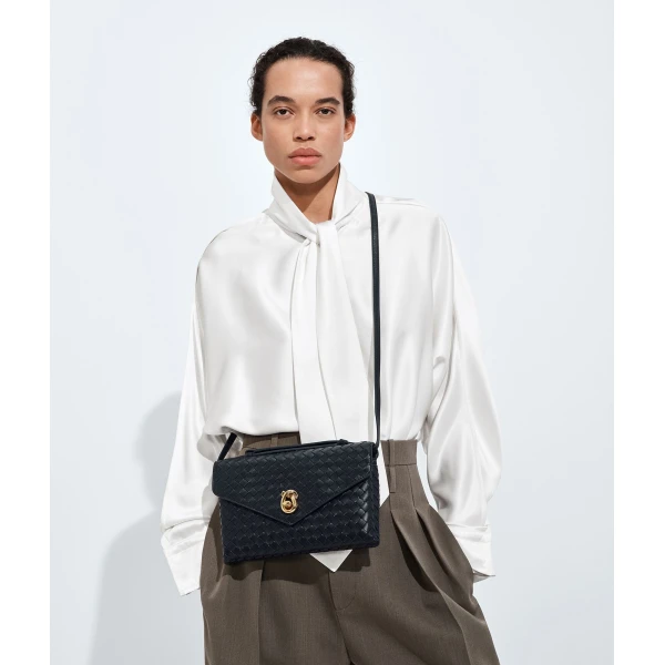 Khaite Women's Knot Lock in Midnight - Blue Clutch Bags - The Lotus Tote Bag - Shop at Coveti