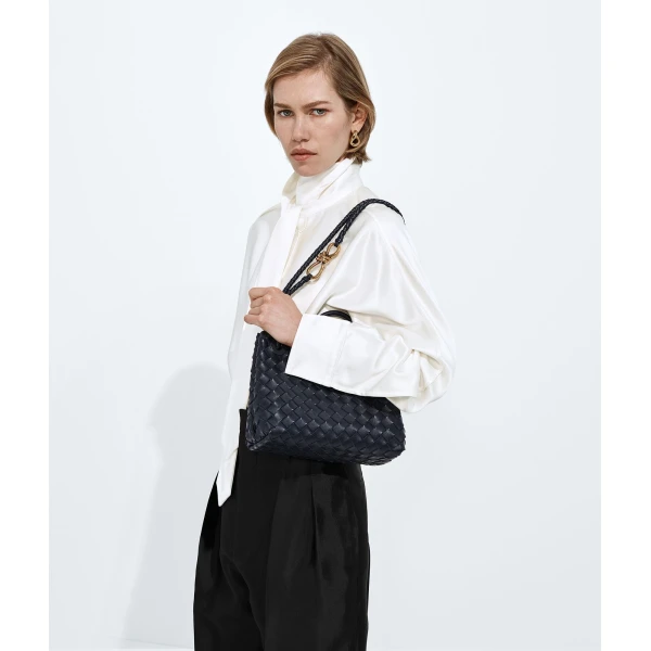 Khaite Women's Small Andiamo in Midnight - Blue Totes & Top-Handle Bags - The Lotus Tote Bag - Shop at Coveti