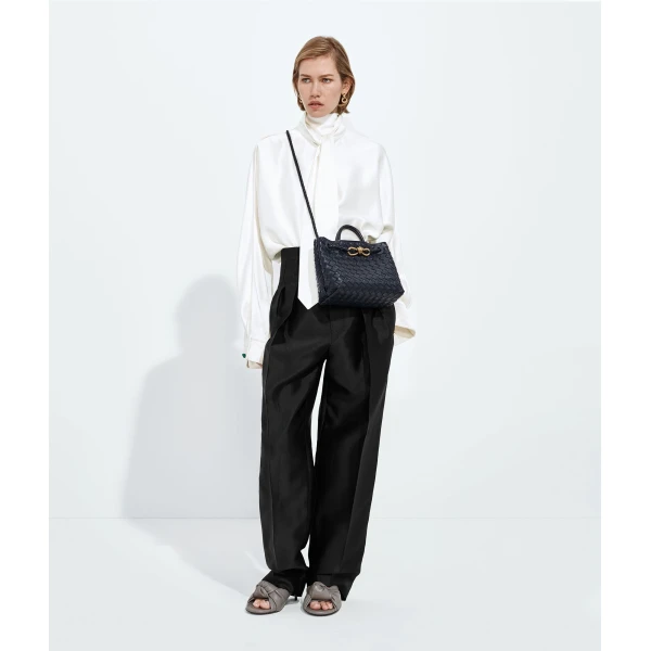 Khaite Women's Small Andiamo in Midnight - Blue Totes & Top-Handle Bags - The Lotus Tote Bag - Shop at Coveti