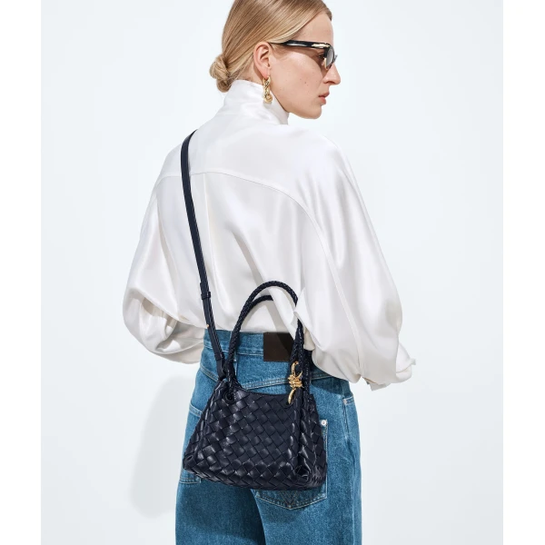 Khaite Women's Small Parachute in Midnight - Blue Shoulder & Crossbody Bags - The Lotus Tote Bag - Shop at Coveti