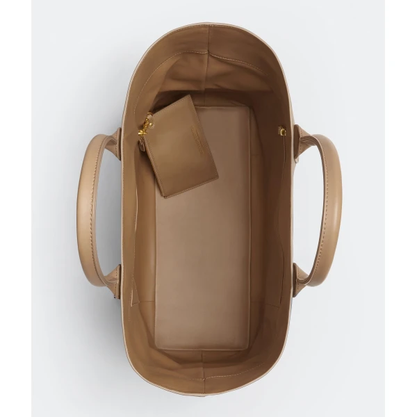 Khaite Maxi Intreccio Tote in Camel - Brown Totes & Top-Handle Bags - The Lotus Tote Bag - Shop at Coveti