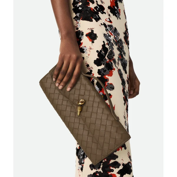 Khaite Women's Andiamo Clutch in Pinecone - Brown Clutch Bags - The Lotus Tote Bag - Shop at Coveti