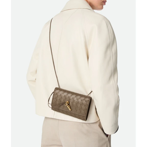Khaite Women's Andiamo Pouch On Strap in Pinecone - Brown Shoulder & Crossbody Bags - The Lotus Tote Bag - Shop at Coveti