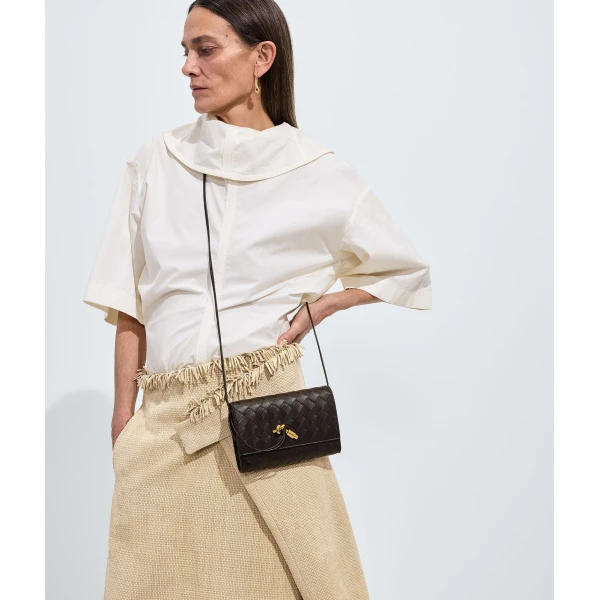 Khaite Women's Andiamo Pouch on Strap in Fondant - Brown Shoulder & Crossbody Bags - The Lotus Tote Bag - Shop at Coveti