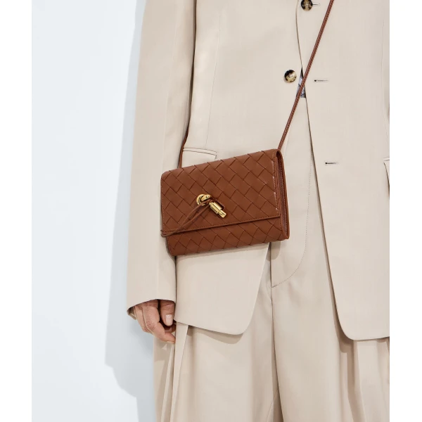 Khaite Women's Andiamo Pouch on Strap in Tannin - Brown Shoulder & Crossbody Bags - The Lotus Tote Bag - Shop at Coveti