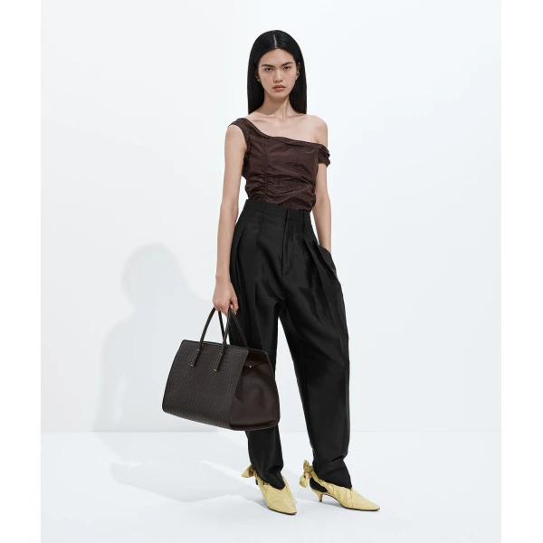 Khaite Women's Barbara Tote in Espresso - Brown Totes & Top-Handle Bags - The Lotus Tote Bag - Shop at Coveti