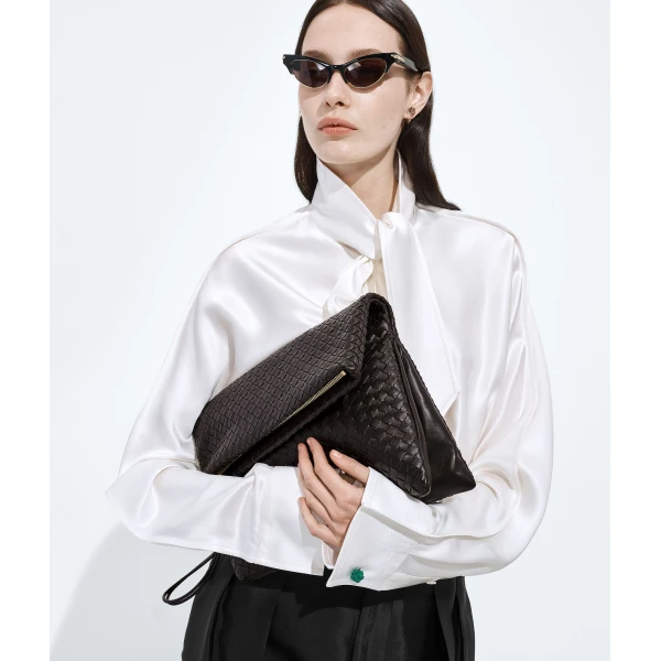 Khaite Women's Giornale Pouch in Espresso - Brown Clutch Bags - The Lotus Tote Bag - Shop at Coveti