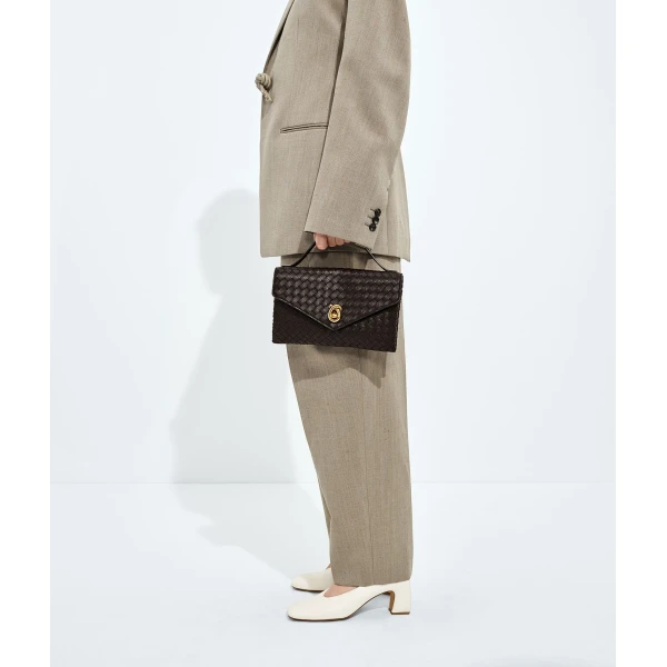 Khaite Women's Knot Lock in Fondant - Brown Clutch Bags - The Lotus Tote Bag - Shop at Coveti