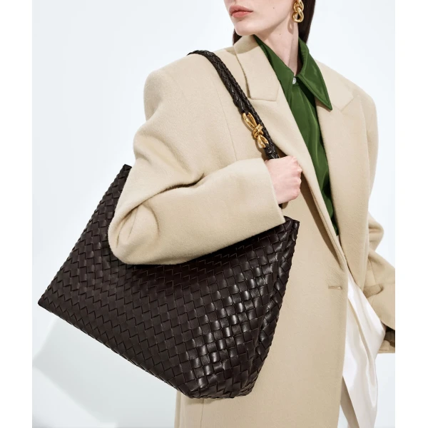 Khaite Women's Large Andiamo in Fondant - Brown Totes & Top-Handle Bags - The Lotus Tote Bag - Shop at Coveti
