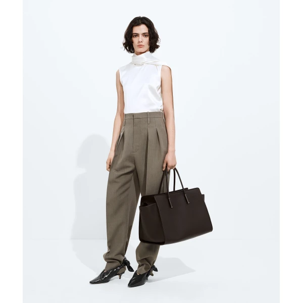 Khaite Women's Large Barbara Tote in Espresso - Brown Totes & Top-Handle Bags - The Lotus Tote Bag - Shop at Coveti