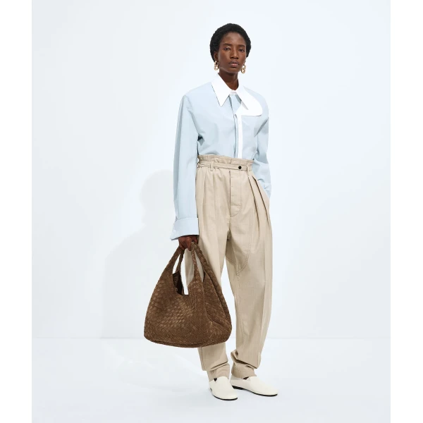 Khaite Women's Large Campana in Nocciola - Brown Shoulder & Crossbody Bags - The Lotus Tote Bag - Shop at Coveti