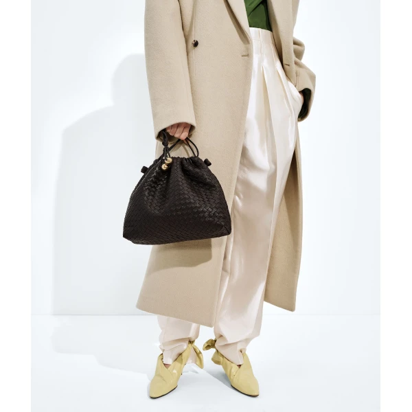 Khaite Women's Large Dustbag in Espresso - Brown Totes & Top-Handle Bags - The Lotus Tote Bag - Shop at Coveti