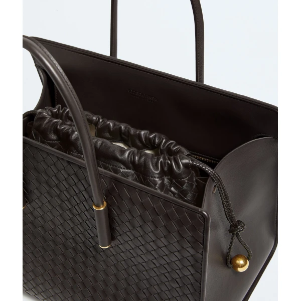 Khaite Women's Large Dustbag in Espresso - Brown Totes & Top-Handle Bags - The Lotus Tote Bag - Shop at Coveti