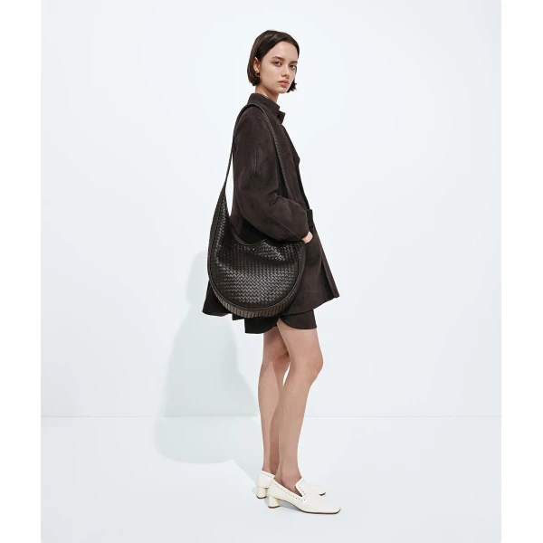 Khaite Women's Ovetto in Espresso - Brown Shoulder & Crossbody Bags - The Lotus Tote Bag - Shop at Coveti