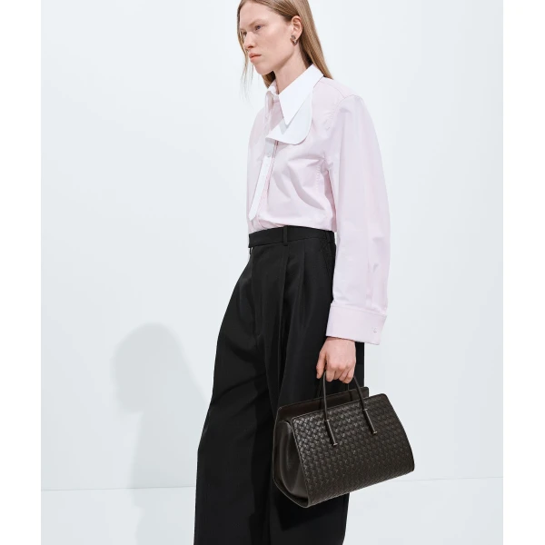 Khaite Women's Small Barbara Tote in Espresso - Brown Totes & Top-Handle Bags - The Lotus Tote Bag - Shop at Coveti