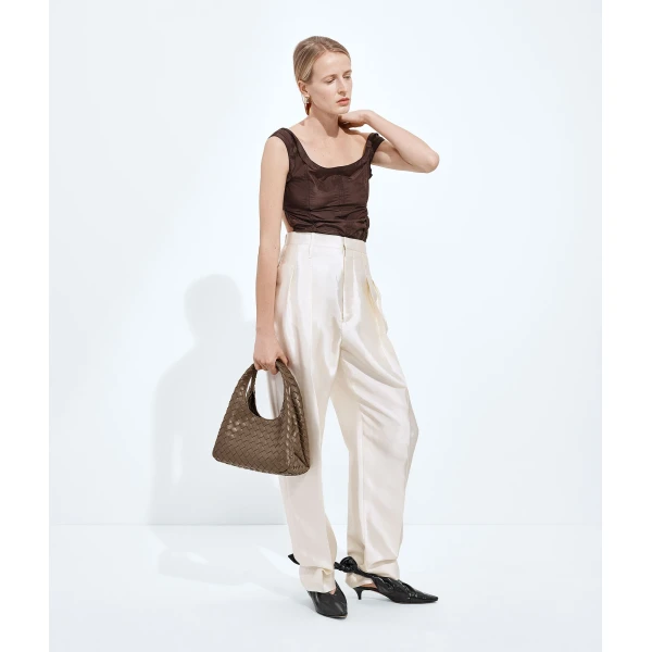 Khaite Women's Small Campana in Pinecone - Brown Shoulder & Crossbody Bags - The Lotus Tote Bag - Shop at Coveti