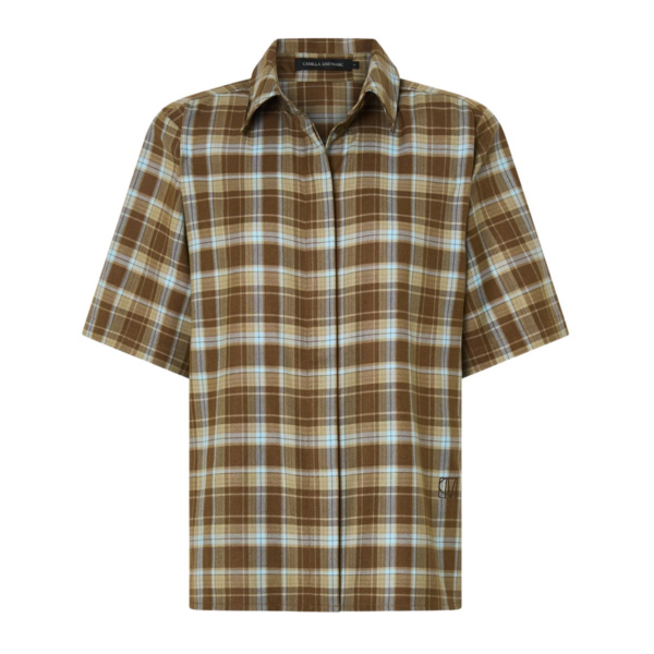 Camilla and Marc Arian Short Sleeve Check Shirt - Tops - Luxury Ready-to-Wear at Coveti
