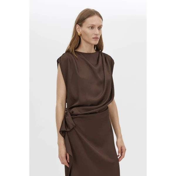 Camilla and Marc Elowyn Drape Detail Midi Dress - Dresses - Luxury Ready-to-Wear at Coveti
