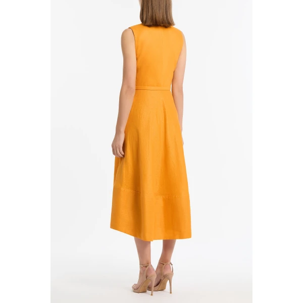 Carla Zampatti Amber Linen Belted Midi Dress, view 4
