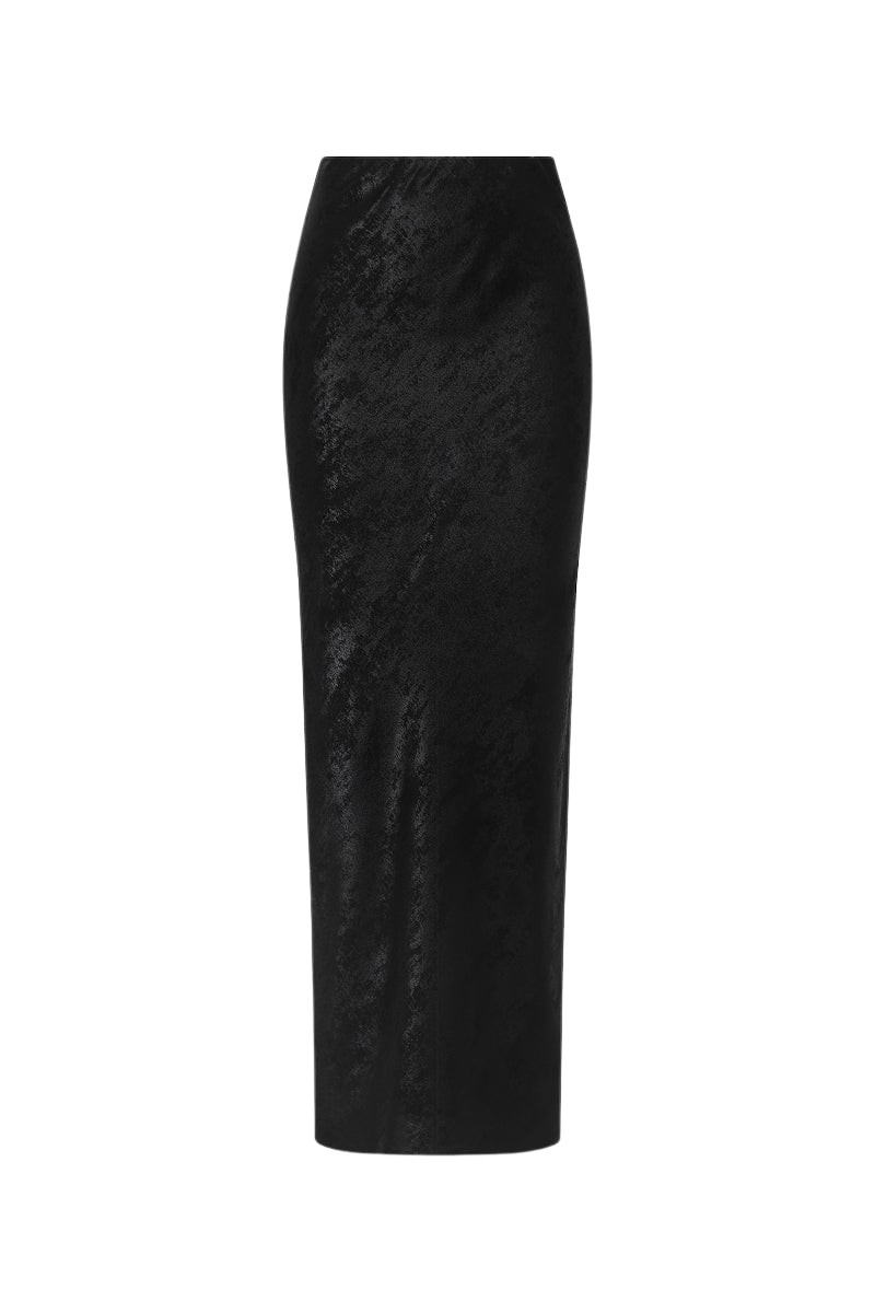 Carla Zampatti Black Burnished Metallic Bias Skirt