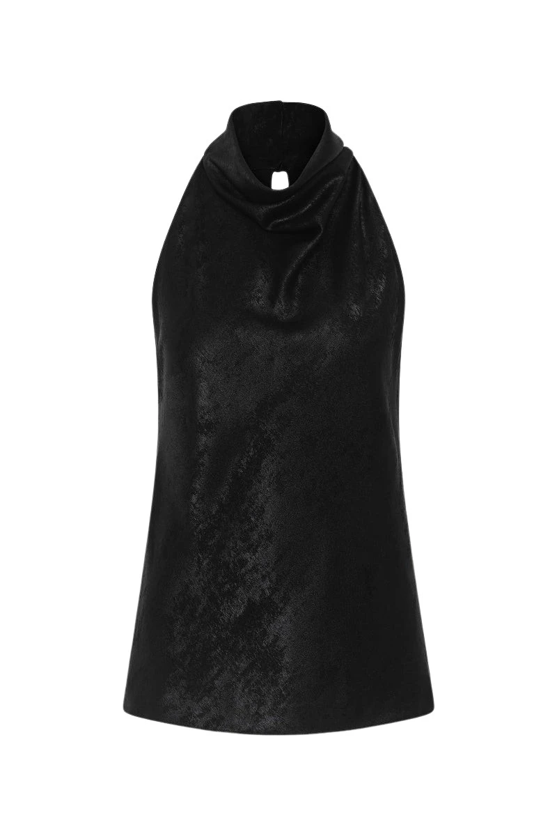 Carla-Zampatti-Black-Burnished-Metallic-Halter-Top38913_nobg Carla Zampatti Tops